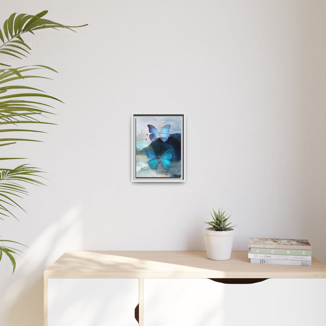 Canvas Art - Sustainably Made Framed Wall Décor - Blue Butterfly Mist