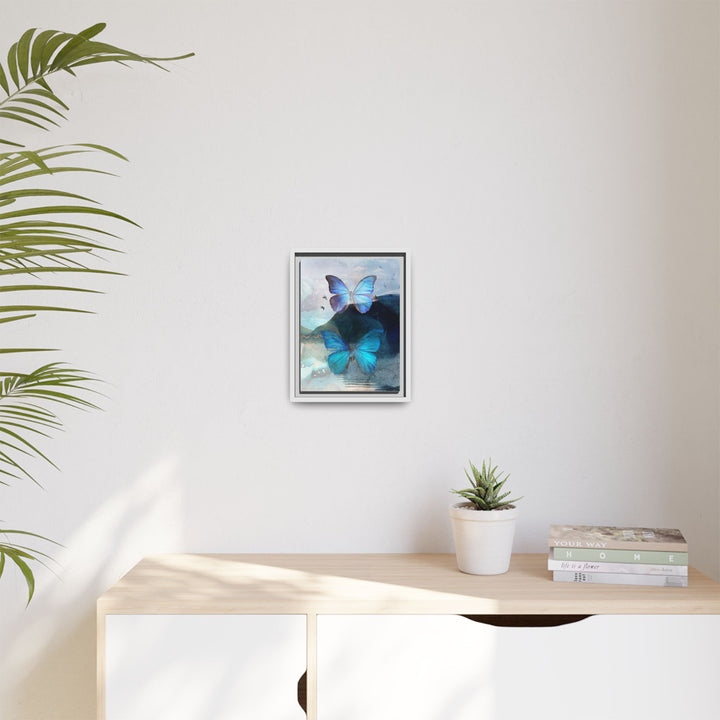 Canvas Art - Sustainably Made Framed Wall Décor - Blue Butterfly Mist