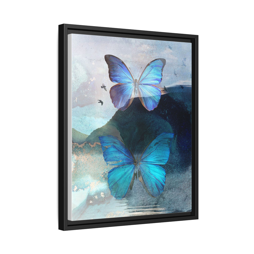 Canvas Art - Sustainably Made Framed Wall Décor - Blue Butterfly Mist