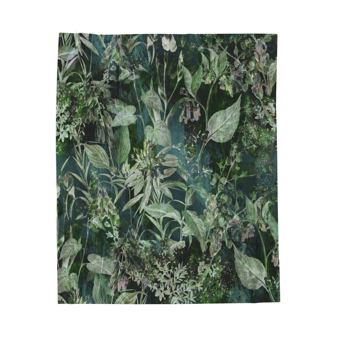 Luxury Velveteen Plush Blanket - Midnight Jungle Green- Cozy & Soft