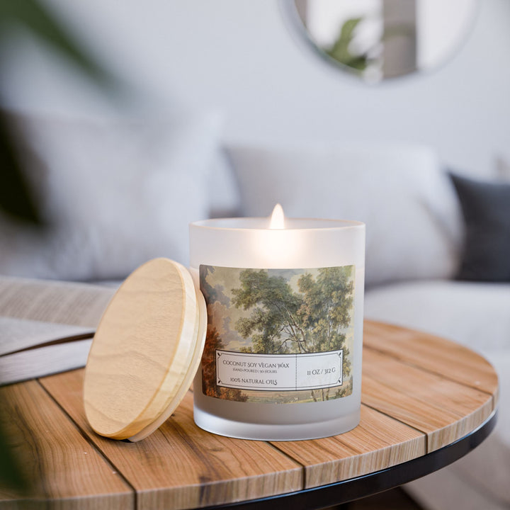 Frosted Glass Candle - 11oz - Vegan Wax - Forest