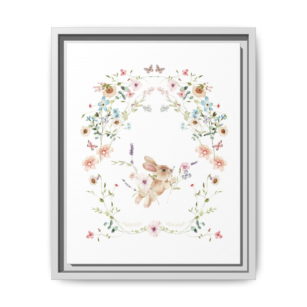 Canvas Wall Art - Sustainably Made Framed Wall Art - Baby Bunny Wreath