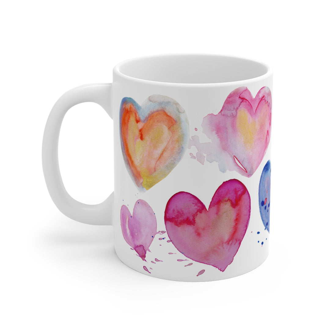 Mug  11oz - BPA-free - Watercolor Hearts