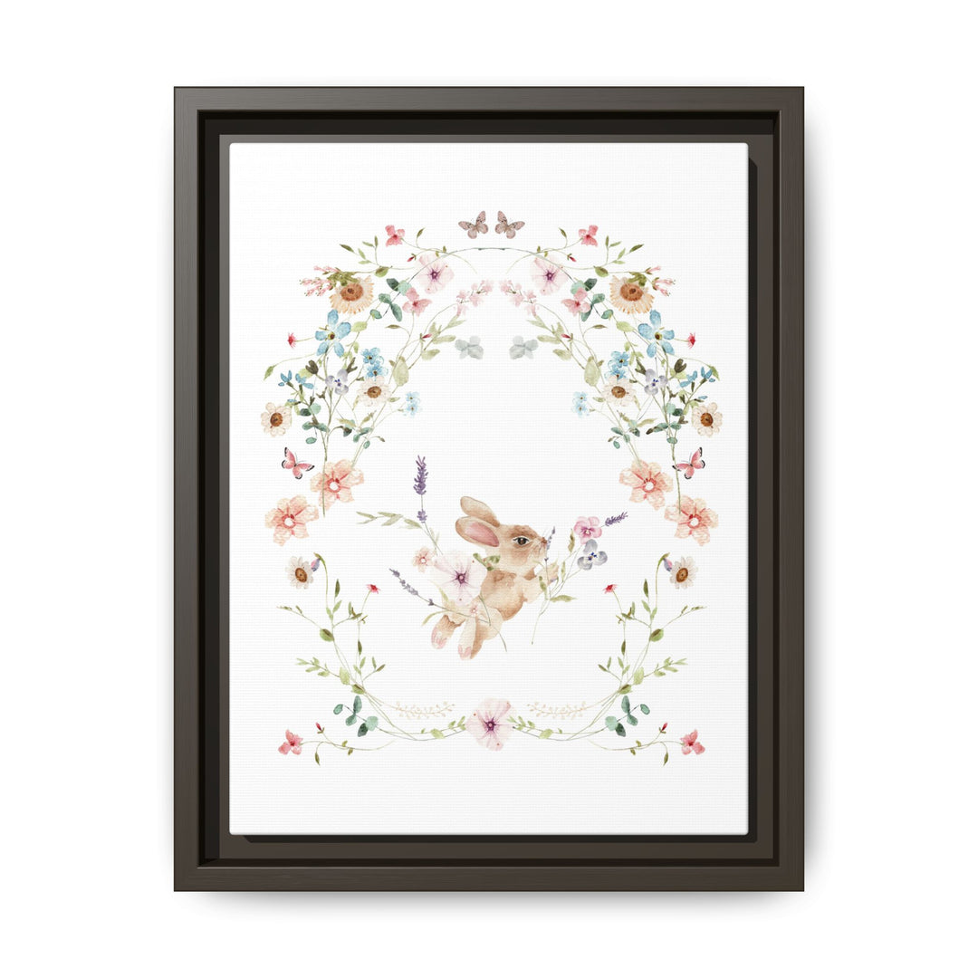 Canvas Wall Art - Sustainably Made Framed Wall Art - Baby Bunny Wreath