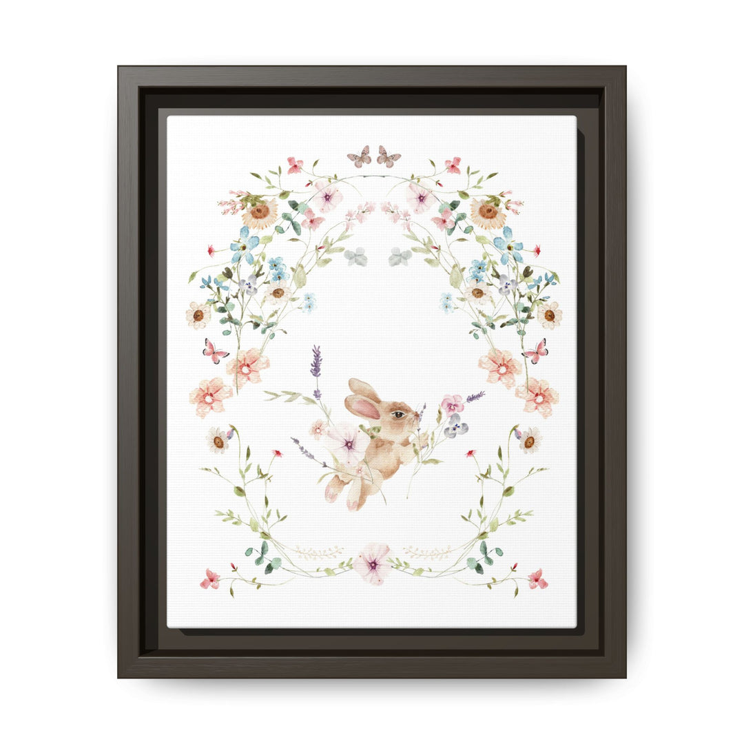 Canvas Wall Art - Sustainably Made Framed Wall Art - Baby Bunny Wreath