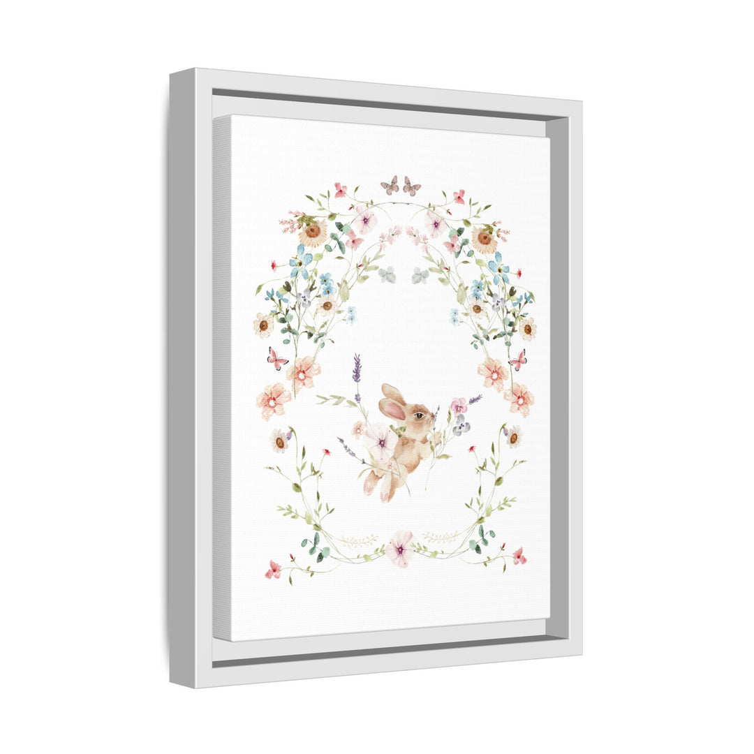 Canvas Wall Art - Sustainably Made Framed Wall Art - Baby Bunny Wreath