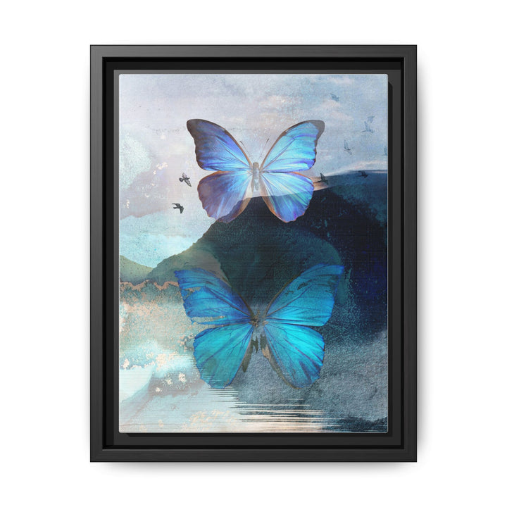Canvas Art - Sustainably Made Framed Wall Décor - Blue Butterfly Mist