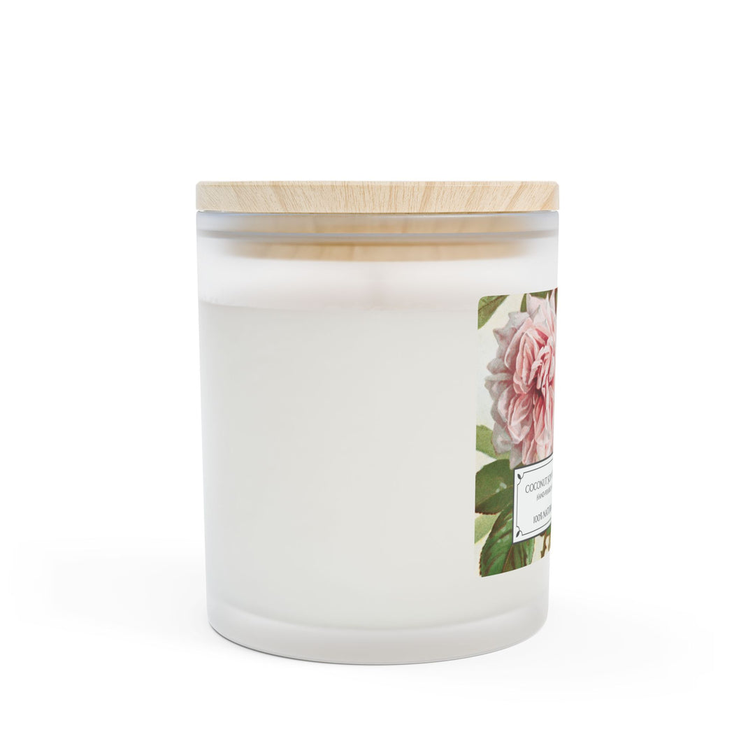 Frosted Glass Candle - 11oz - Vegan Wax - Vintage Rose
