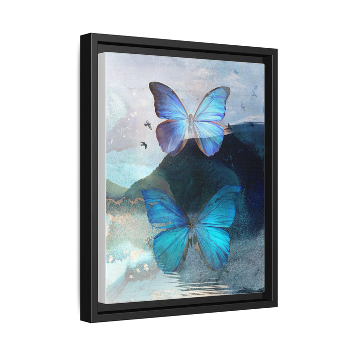 Canvas Art - Sustainably Made Framed Wall Décor - Blue Butterfly Mist
