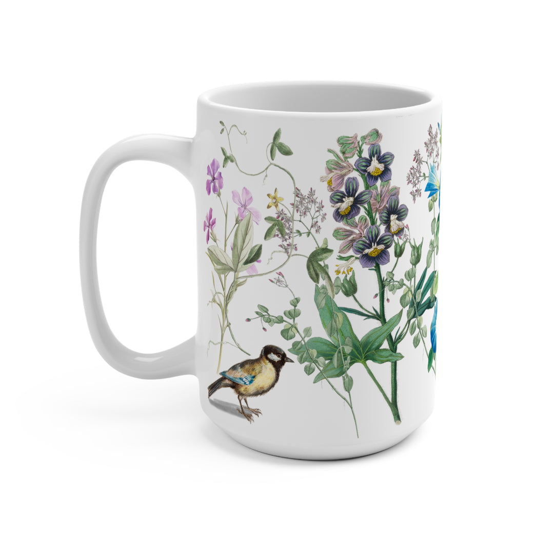 Mug 15oz - BPA-free - Flowers & Birds