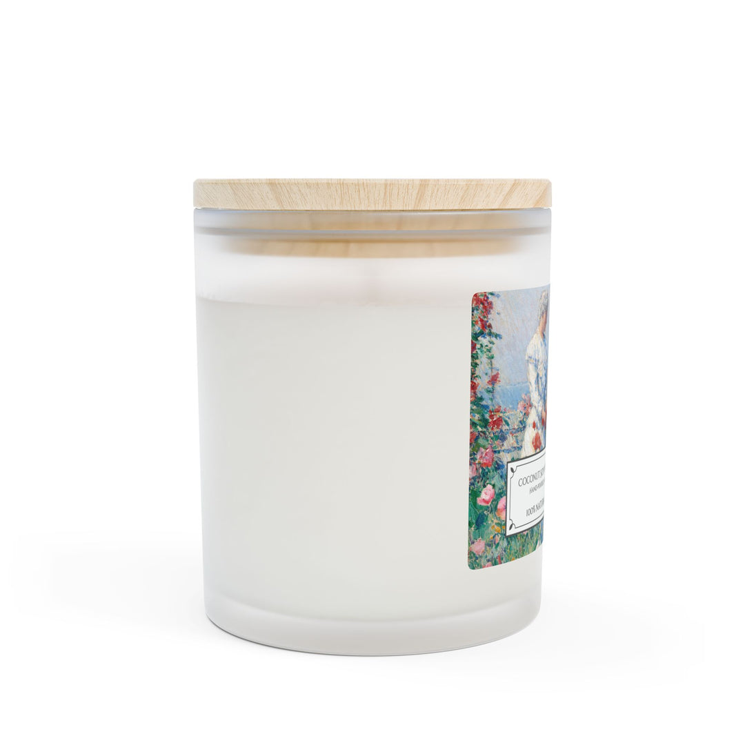 Frosted Glass Candle - 11oz - Vegan Wax - Seaside Garden