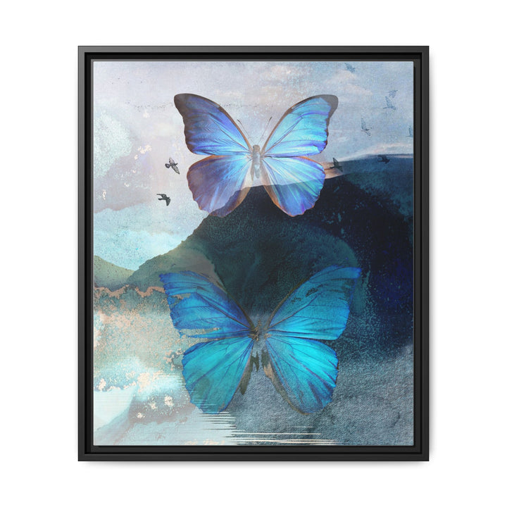 Canvas Art - Sustainably Made Framed Wall Décor - Blue Butterfly Mist