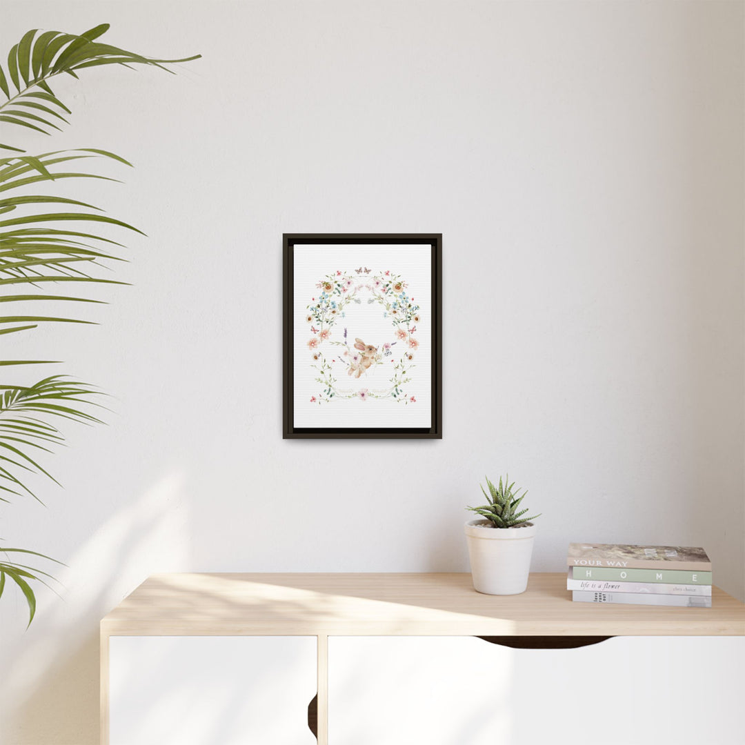 Canvas Wall Art - Sustainably Made Framed Wall Art - Baby Bunny Wreath