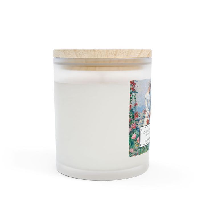 Frosted Glass Candle - 11oz - Vegan Wax - Seaside Garden