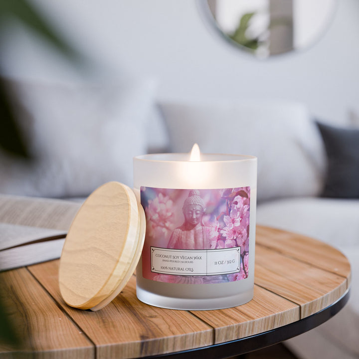 Frosted Glass Candle - 11oz - Vegan Wax - Blossom Buddha