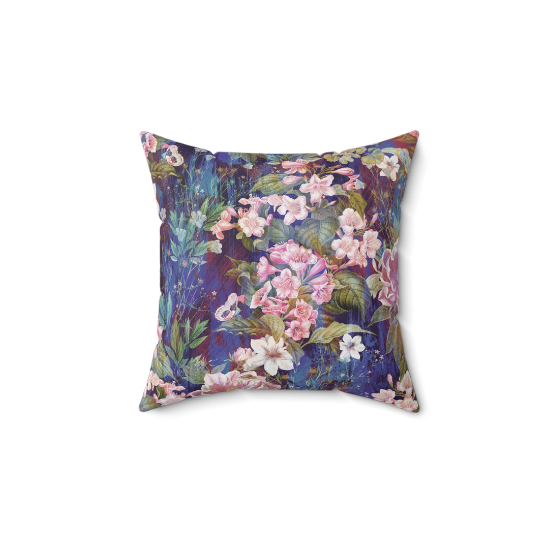 Luxury Faux Suede Pillow - Midnight Bloom