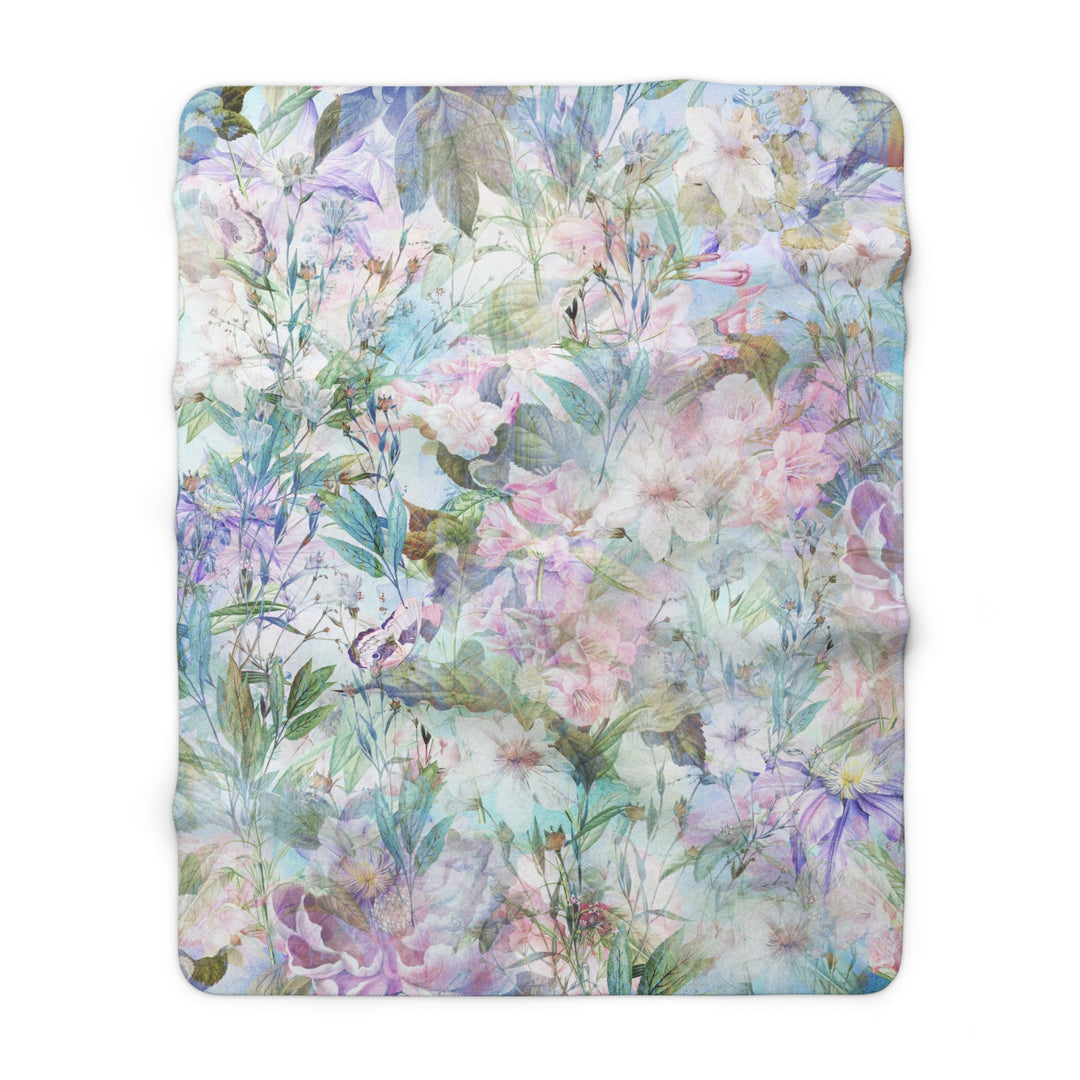 Pastel Floral Sherpa Fleece Blanket - Pastel Summer