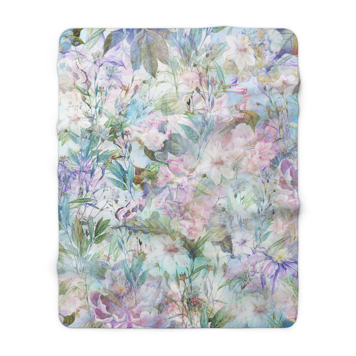 Pastel Floral Sherpa Fleece Blanket - Pastel Summer