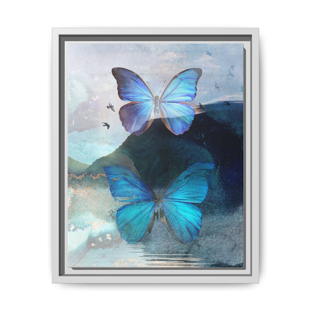 Canvas Art - Sustainably Made Framed Wall Décor - Blue Butterfly Mist