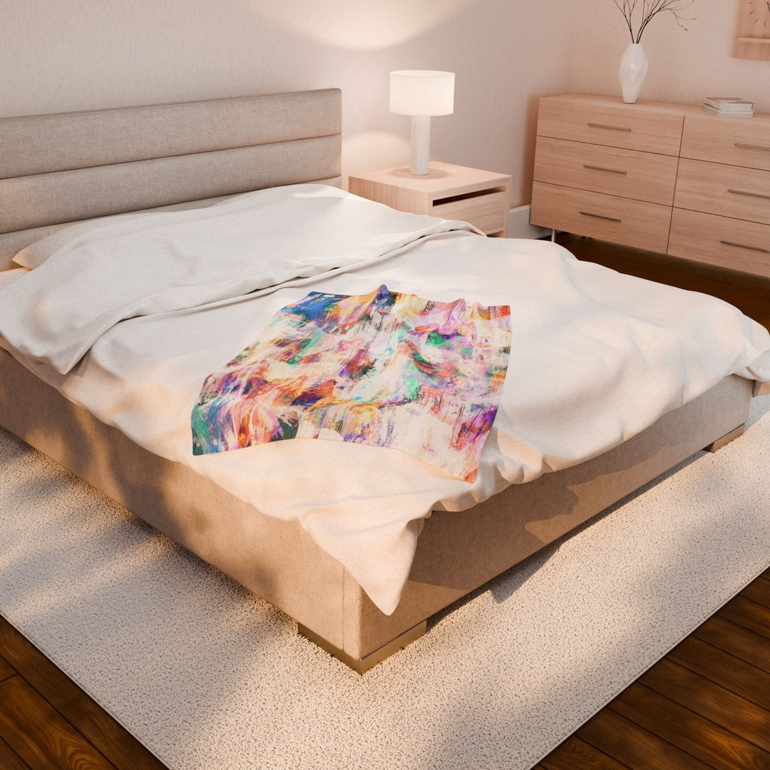 Luxury Velveteen Plush Blanket - Abstract Garden - Cozy & Soft- Cozy & Soft