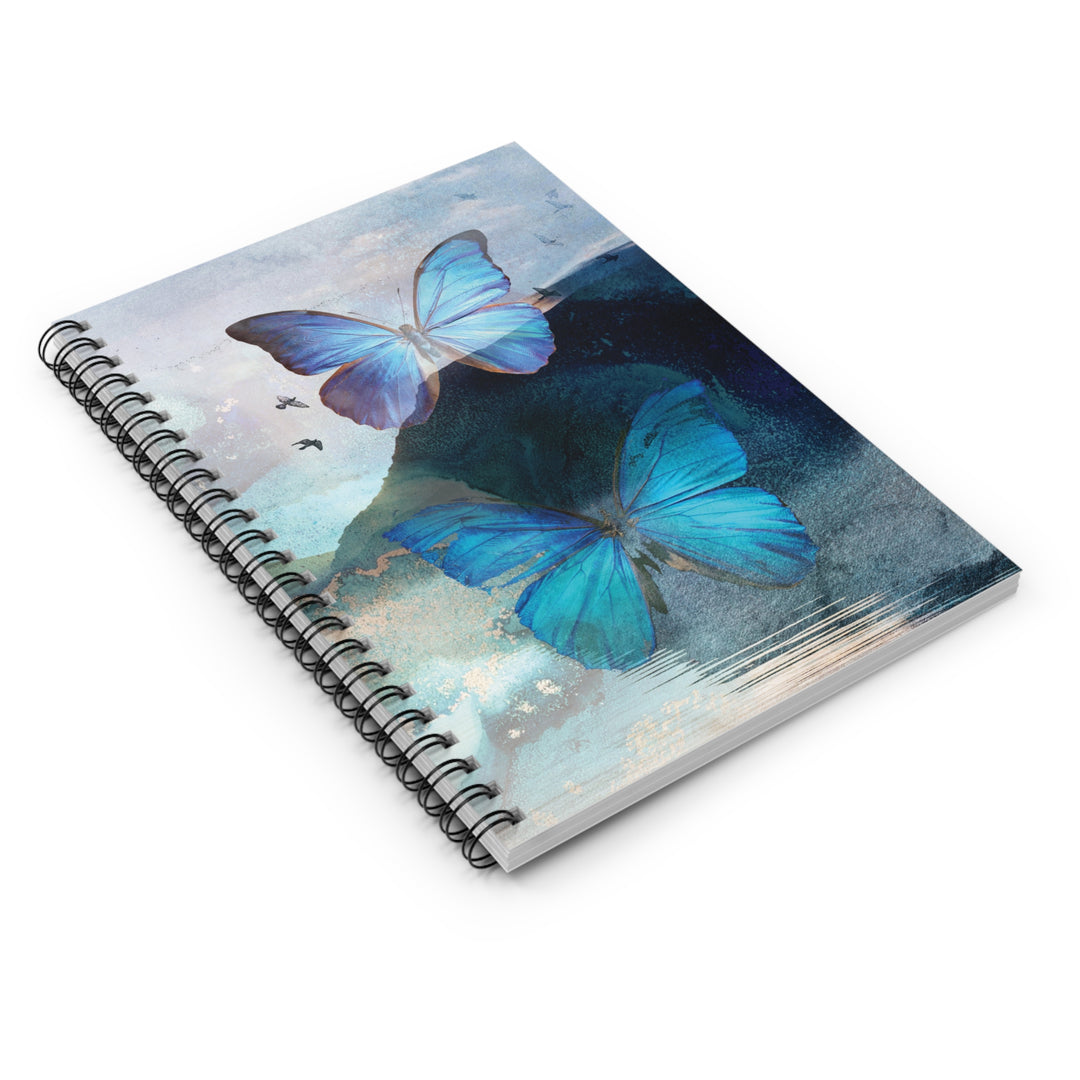 Eco-friendly Spiral Notebook - Ruled Line - Blue Butterfly Design