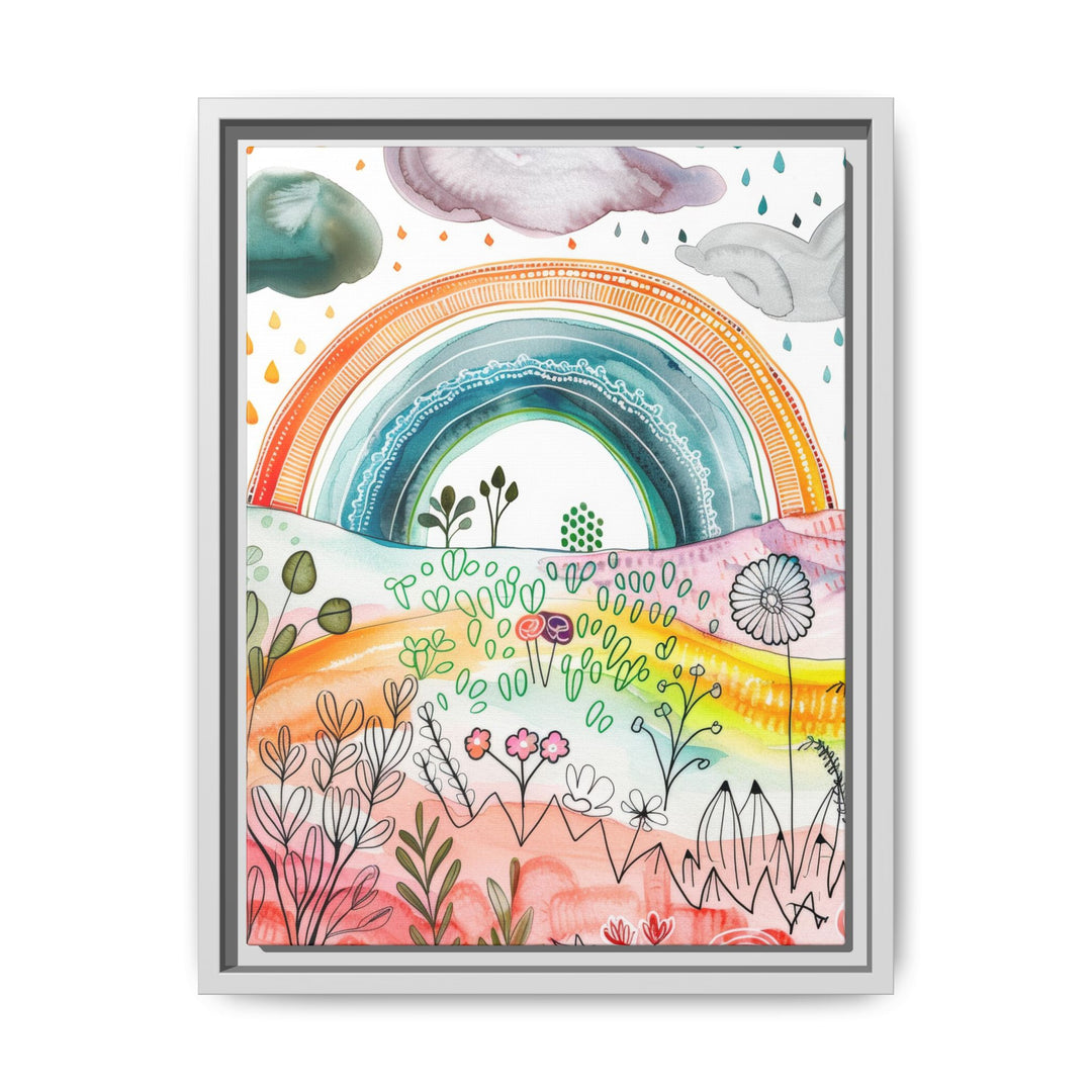 Canvas Wall Art - Sustainably Made Framed Wall Art - Happy Rainbow