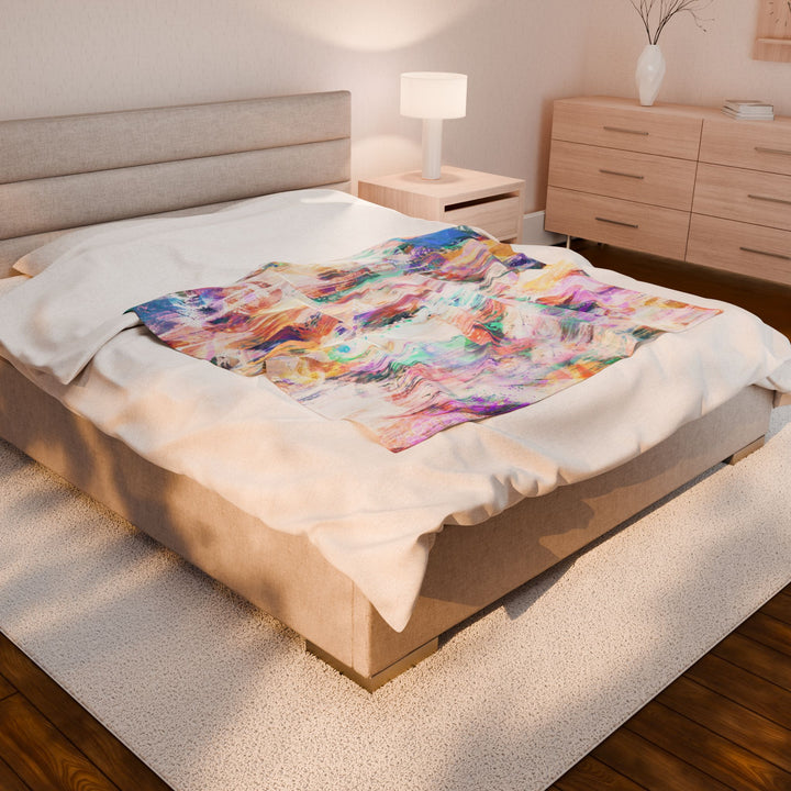 Luxury Velveteen Plush Blanket - Abstract Garden - Cozy & Soft- Cozy & Soft