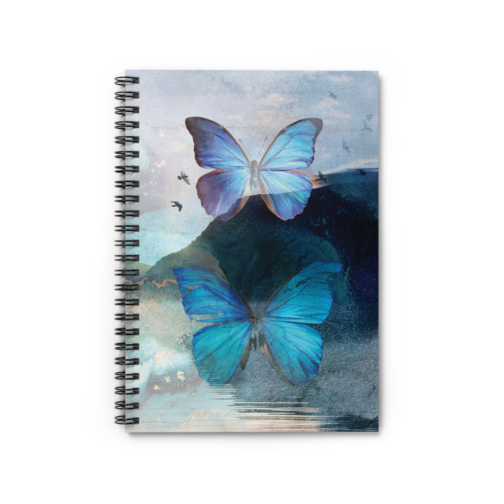 Eco-friendly Spiral Notebook - Ruled Line - Blue Butterfly Design