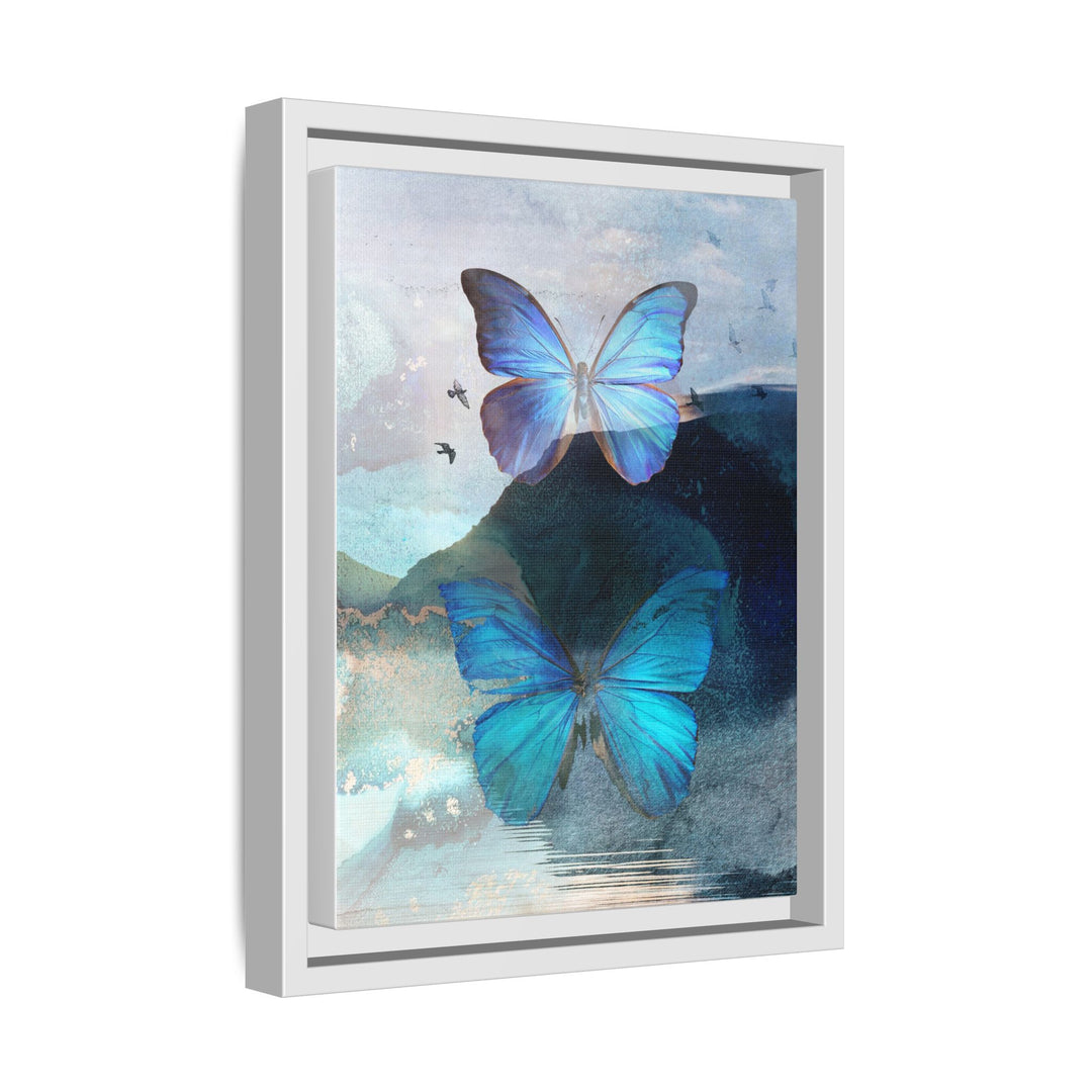 Canvas Art - Sustainably Made Framed Wall Décor - Blue Butterfly Mist
