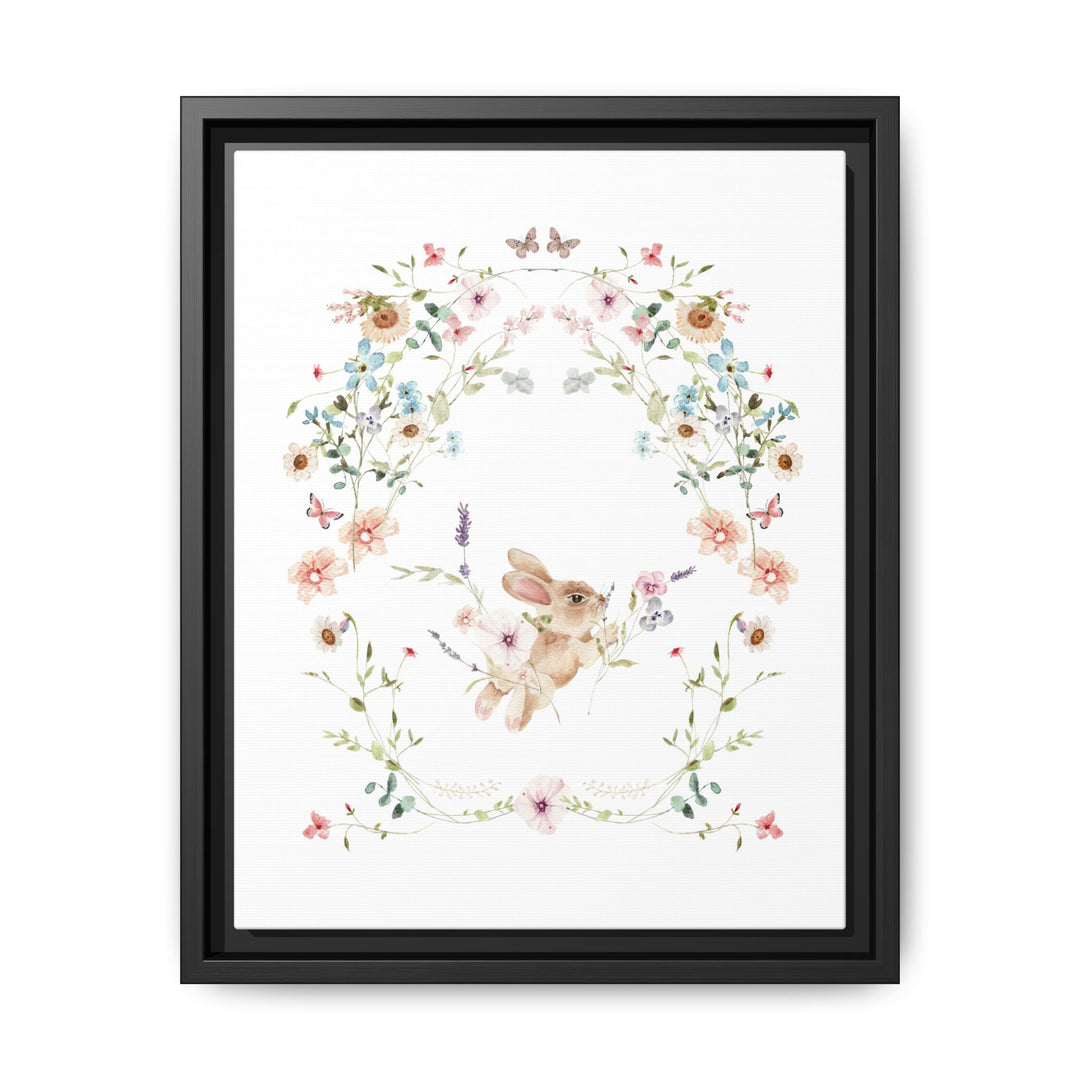 Canvas Wall Art - Sustainably Made Framed Wall Art - Baby Bunny Wreath