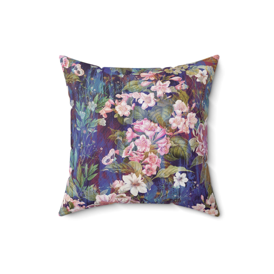 Luxury Faux Suede Pillow - Midnight Bloom
