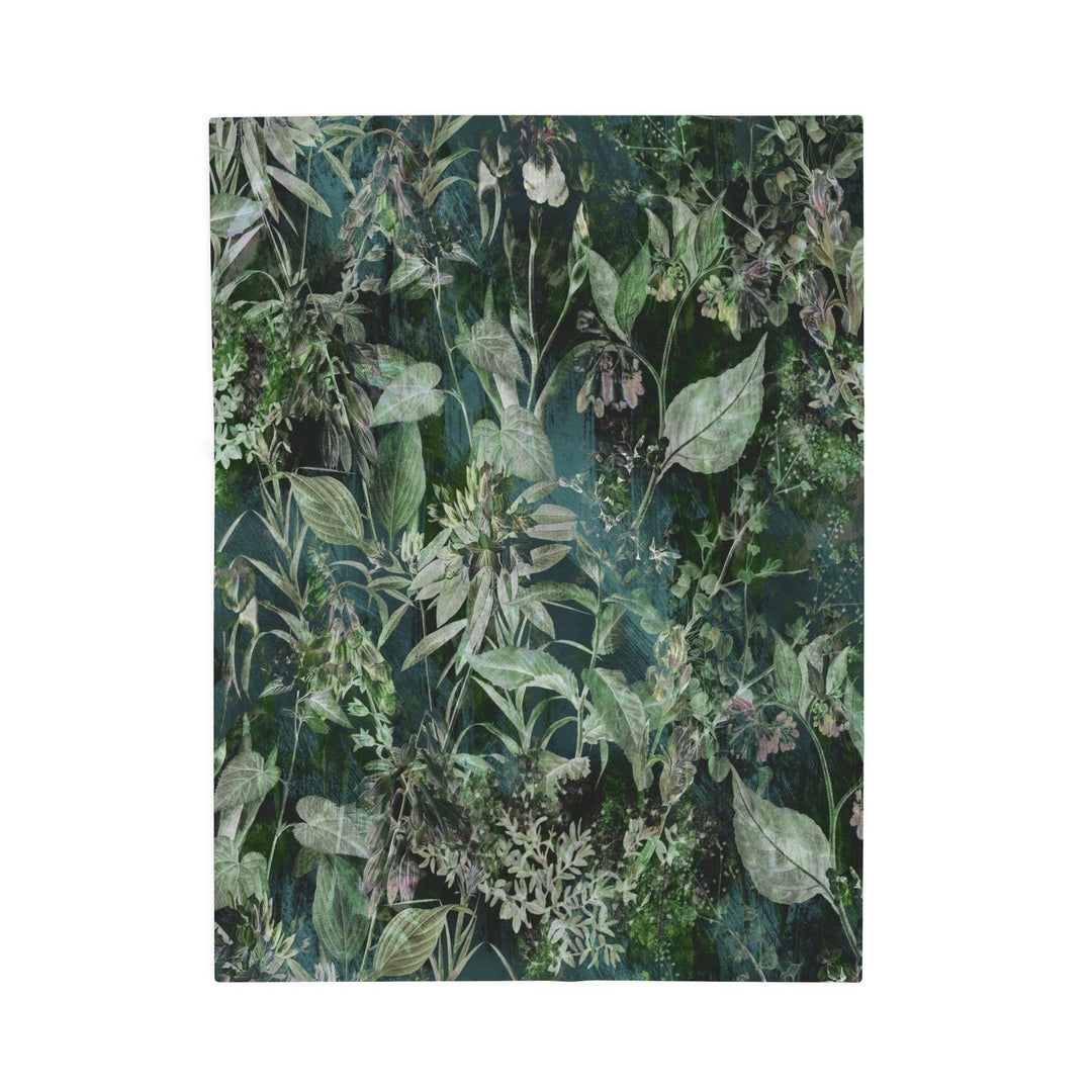 Luxury Velveteen Plush Blanket - Midnight Jungle Green- Cozy & Soft