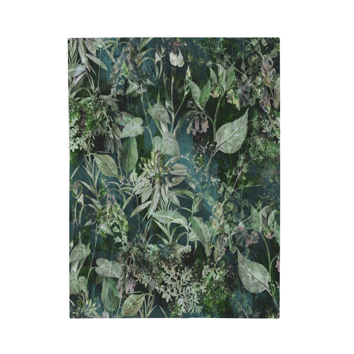 Luxury Velveteen Plush Blanket - Midnight Jungle Green- Cozy & Soft