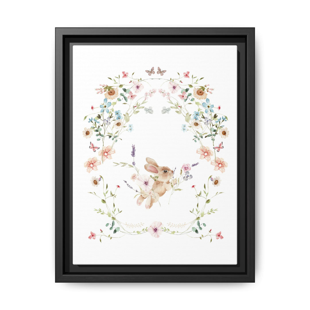 Canvas Wall Art - Sustainably Made Framed Wall Art - Baby Bunny Wreath