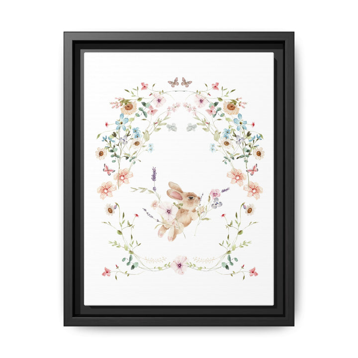 Canvas Wall Art - Sustainably Made Framed Wall Art - Baby Bunny Wreath