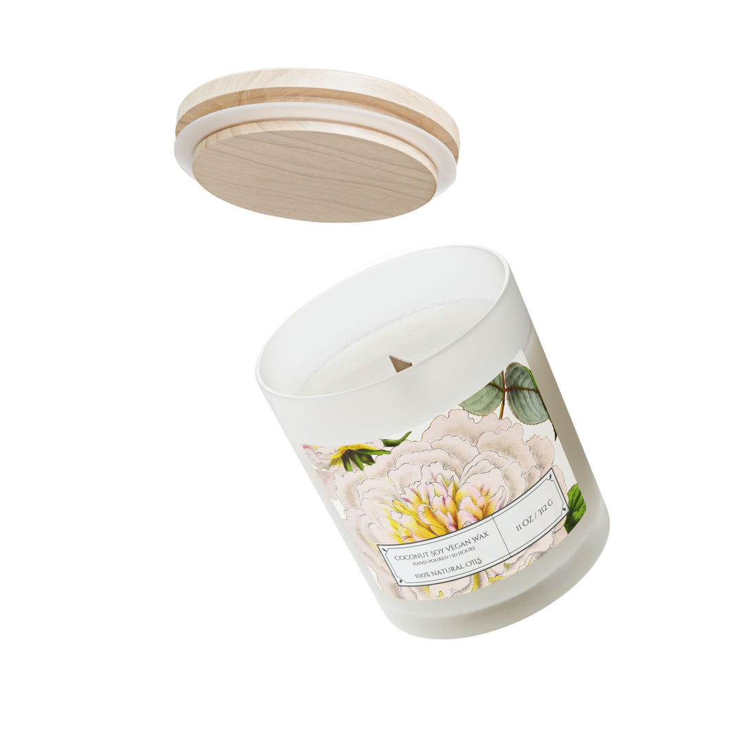 Frosted Glass Candle - 11oz - Vegan Wax - Camelia Dream
