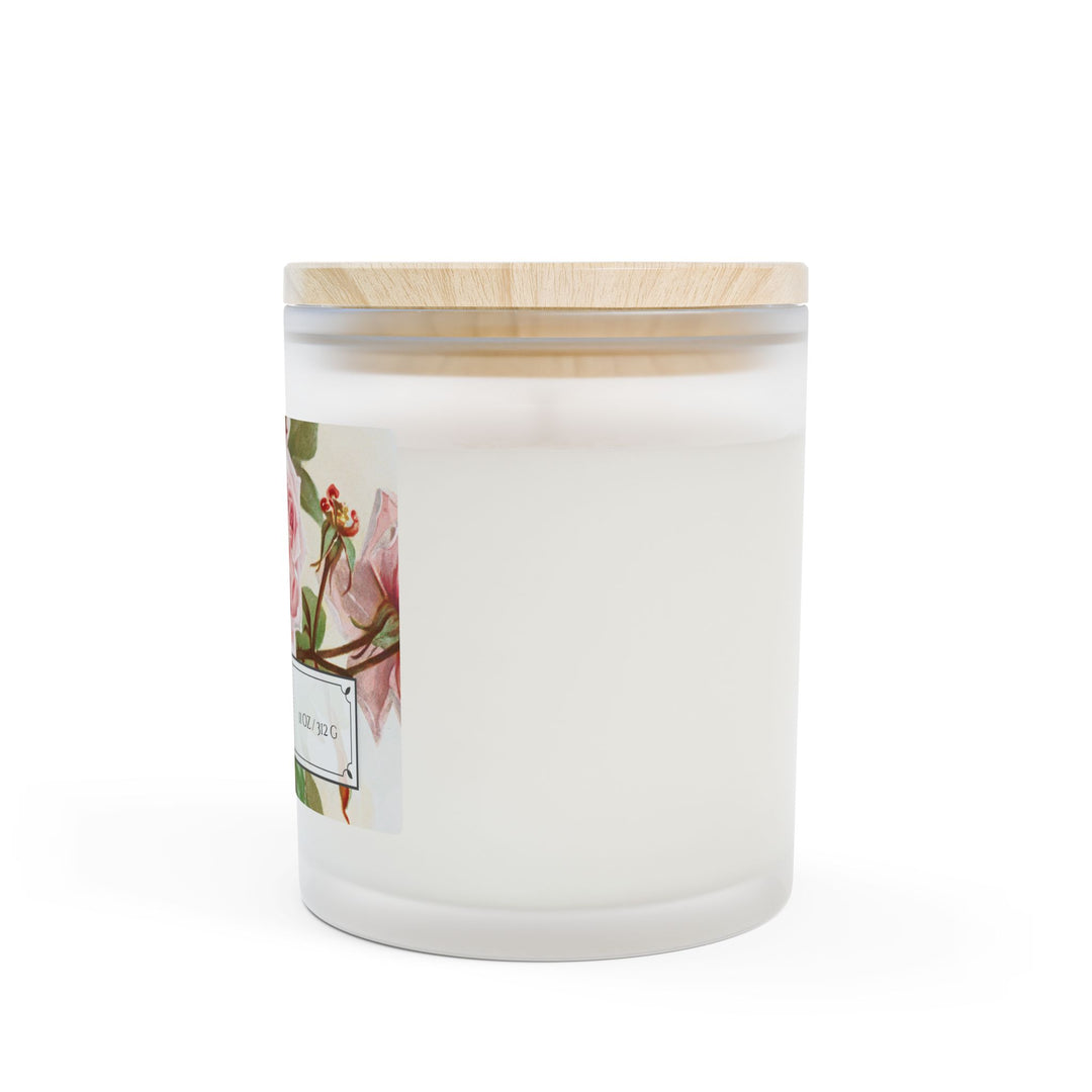Frosted Glass Candle - 11oz - Vegan Wax - Vintage Rose