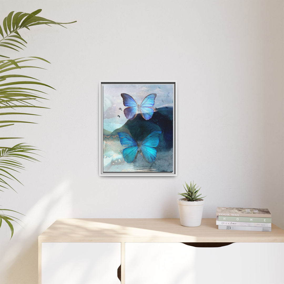 Canvas Art - Sustainably Made Framed Wall Décor - Blue Butterfly Mist