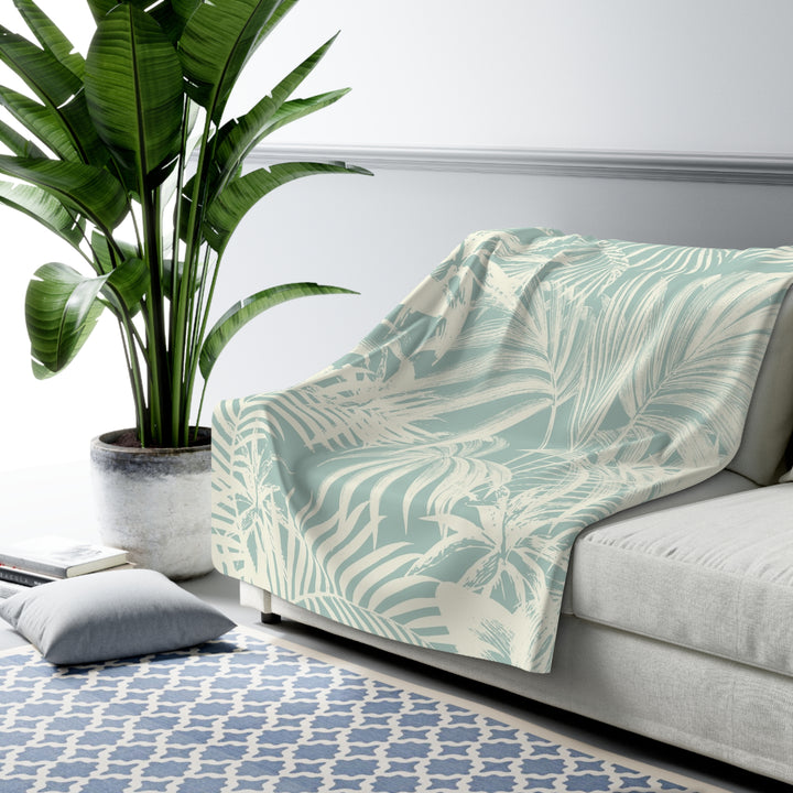 Sherpa Fleece Blanket - Garden Palm