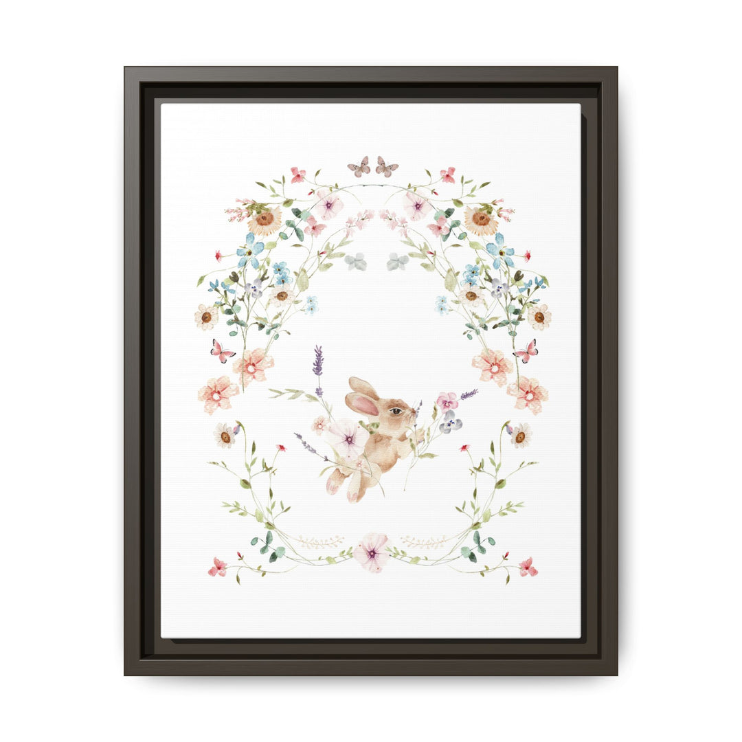 Canvas Wall Art - Sustainably Made Framed Wall Art - Baby Bunny Wreath