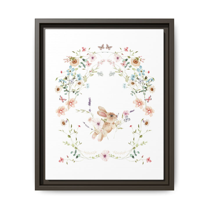 Canvas Wall Art - Sustainably Made Framed Wall Art - Baby Bunny Wreath