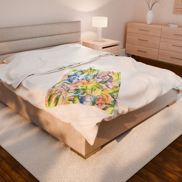 Luxury Velveteen Plush Blanket - Sunshine Garden- Cozy & Soft