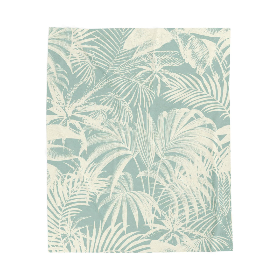 Luxury Velveteen Plush Blanket - Soft Green Palm- Cozy & Soft