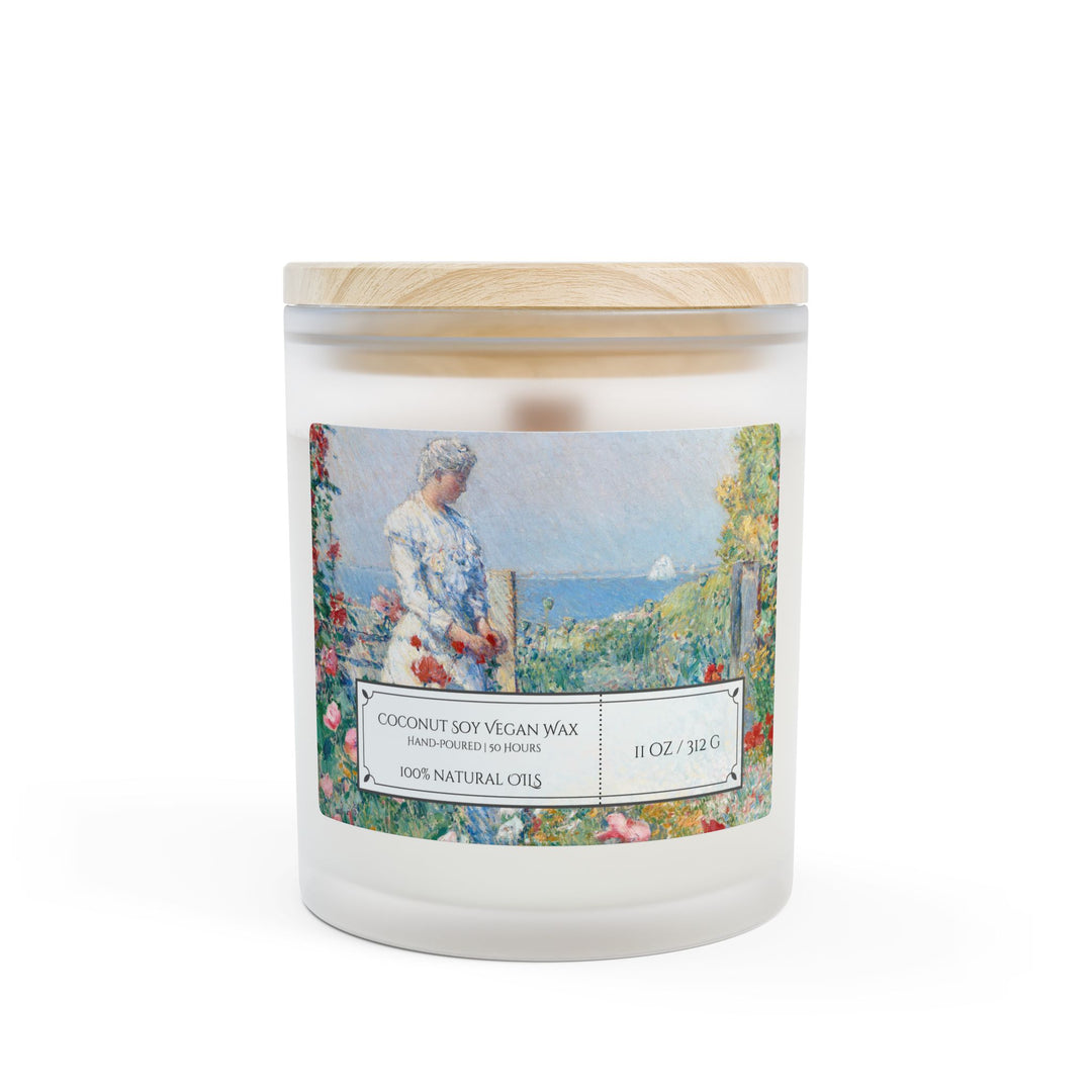 Frosted Glass Candle - 11oz - Vegan Wax - Seaside Garden