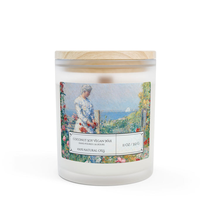 Frosted Glass Candle - 11oz - Vegan Wax - Seaside Garden