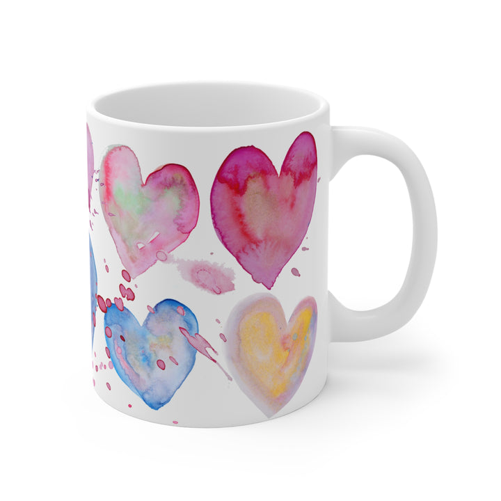 Mug  11oz - BPA-free - Watercolor Hearts