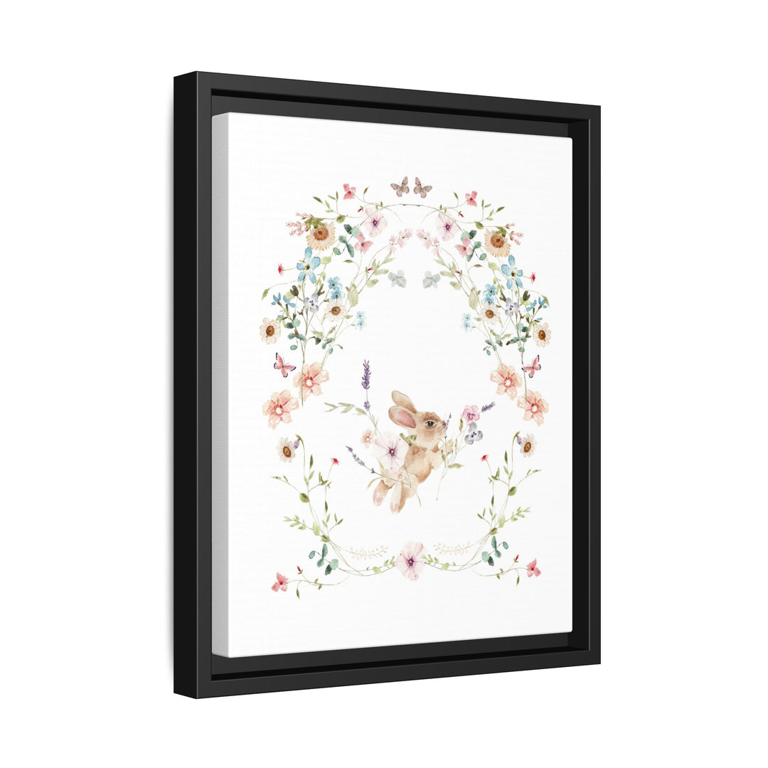 Canvas Wall Art - Sustainably Made Framed Wall Art - Baby Bunny Wreath