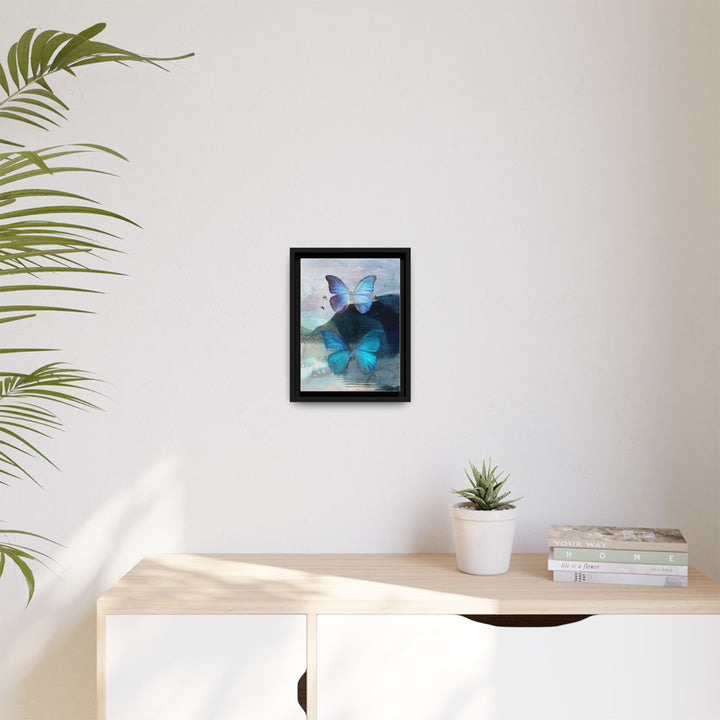 Canvas Art - Sustainably Made Framed Wall Décor - Blue Butterfly Mist