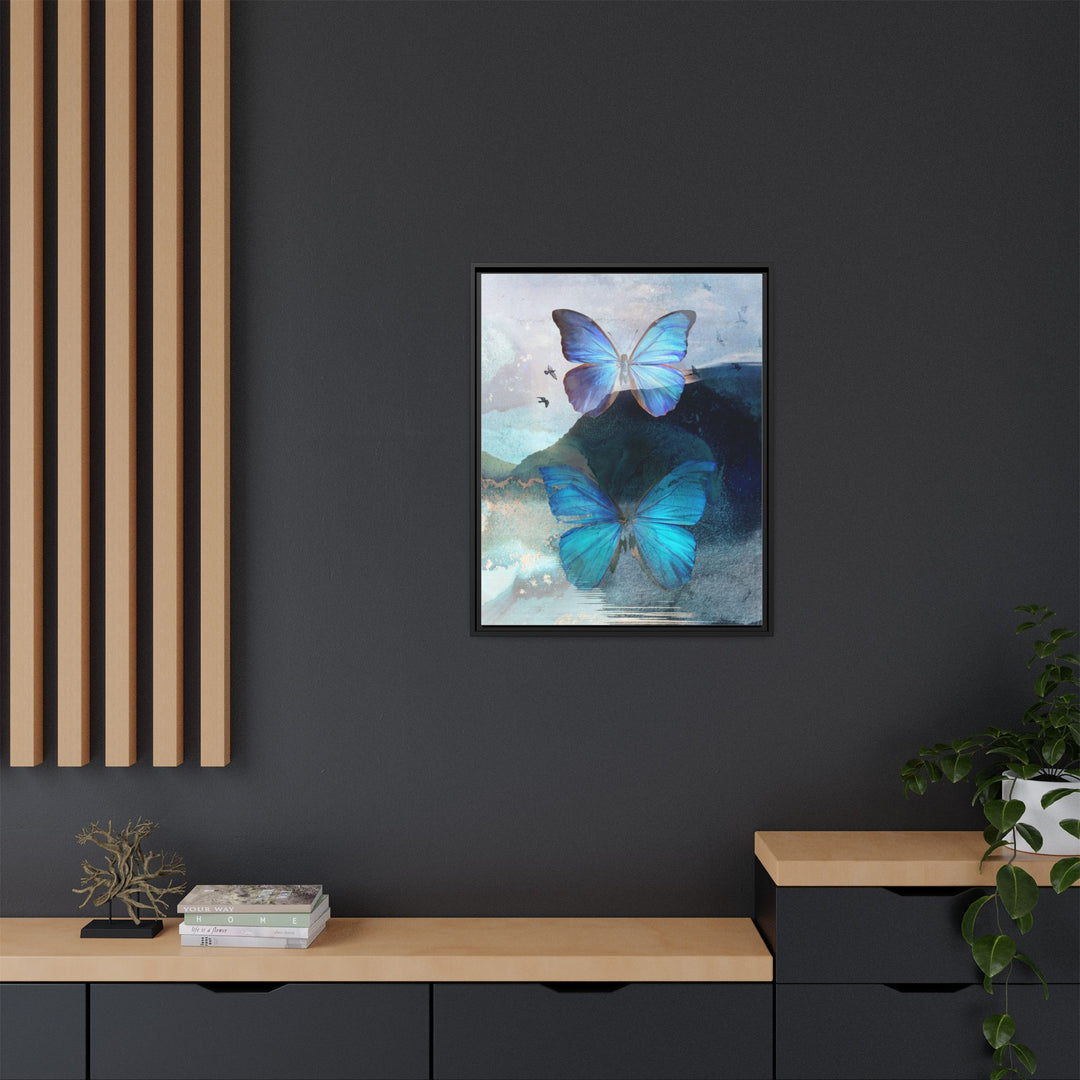 Canvas Art - Sustainably Made Framed Wall Décor - Blue Butterfly Mist
