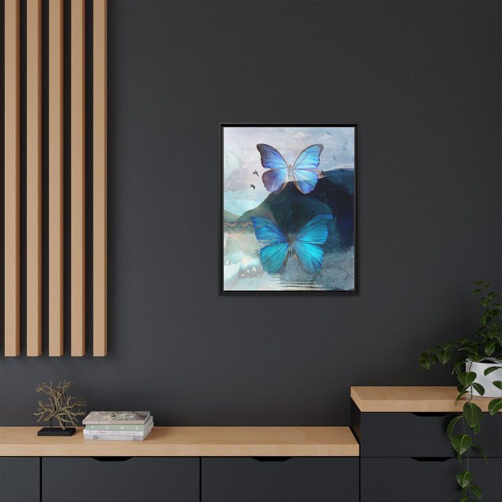 Canvas Art - Sustainably Made Framed Wall Décor - Blue Butterfly Mist